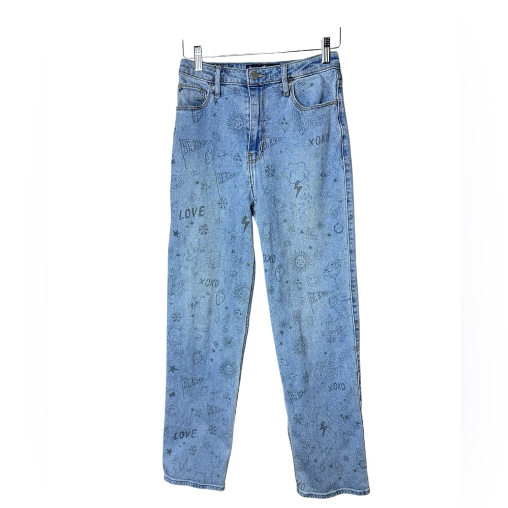 Hollister Ultra High-Rise Medium Wash Doodle Dad Jeans